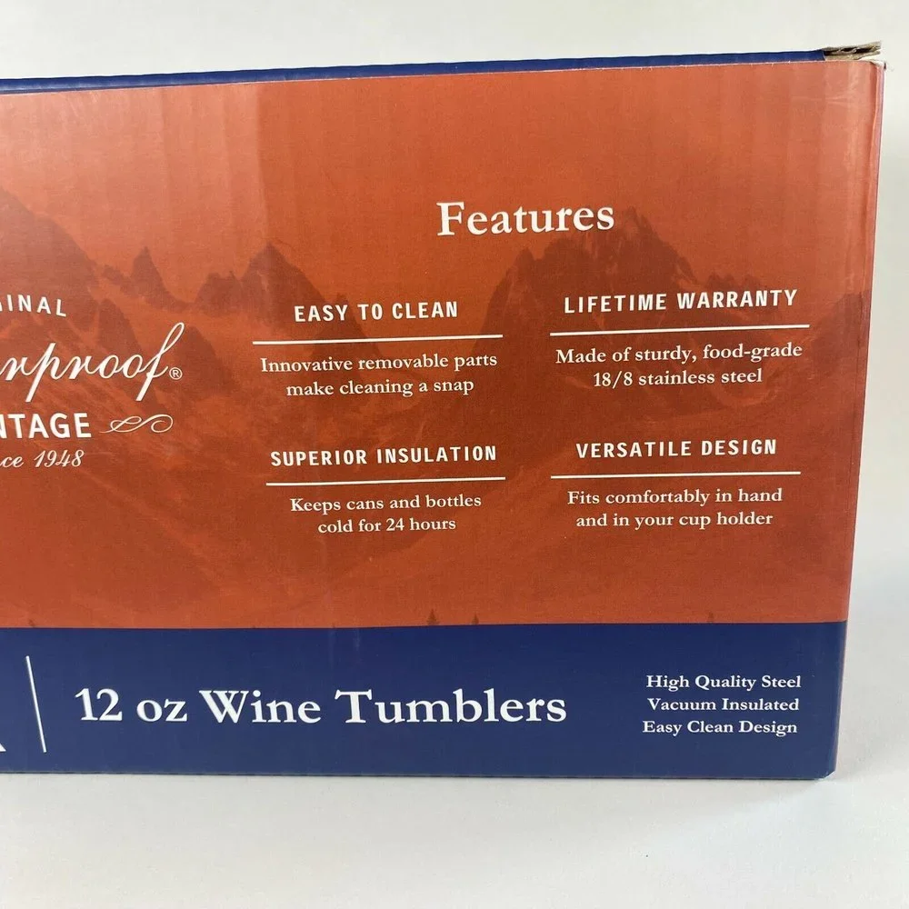 *NEW* 12oz Steel Metal WINE TUMBLERS! Set of 2 Blue Pair Camping Hiking Picnic - Picture 6 of 11